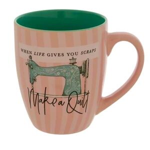 When Life Gives You Scraps Make A Quilt Pink 15oz Coffee Mug Sewing Machine NWT
